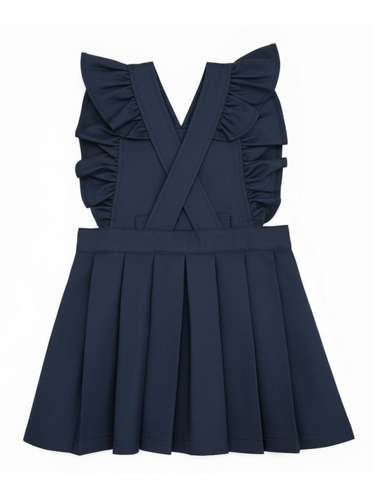 Love & Learn Girls Navy School Ruffle Pinafore
