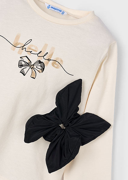 Mayoral Girls Cream and Black Velvet Legging Set 4008 712