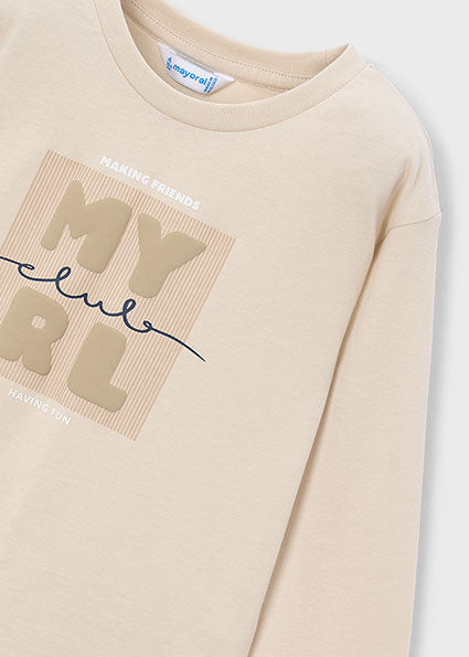 Mayoral Boys Beige Long Sleeved T-Shirt 173