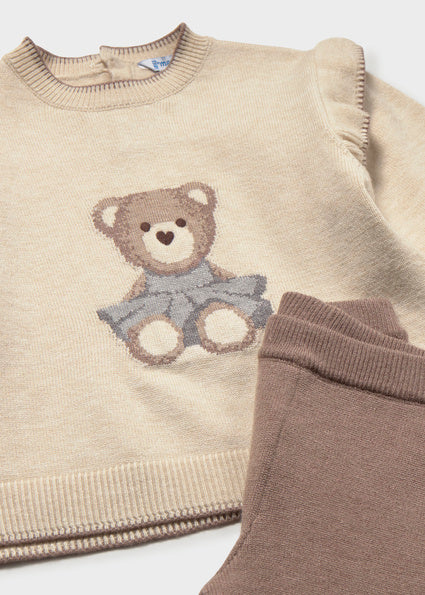 Mayoral Baby Girls Brown Teddy Knitted Legging Set 2557