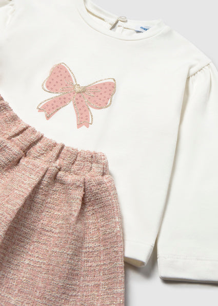Mayoral Baby Girls Pink Tweed 3 Piece Skirt Set 2954