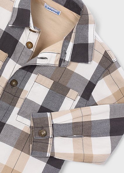 PRE ORDER Mayoral Boys Beige & Black Check Overshirt 4142
