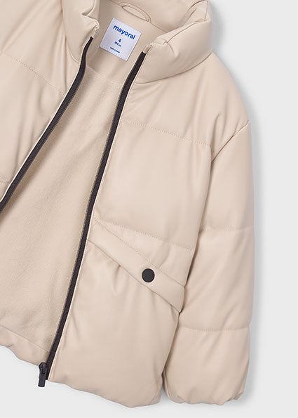 Mayoral Girls Cream Faux Leather Jacket 4416