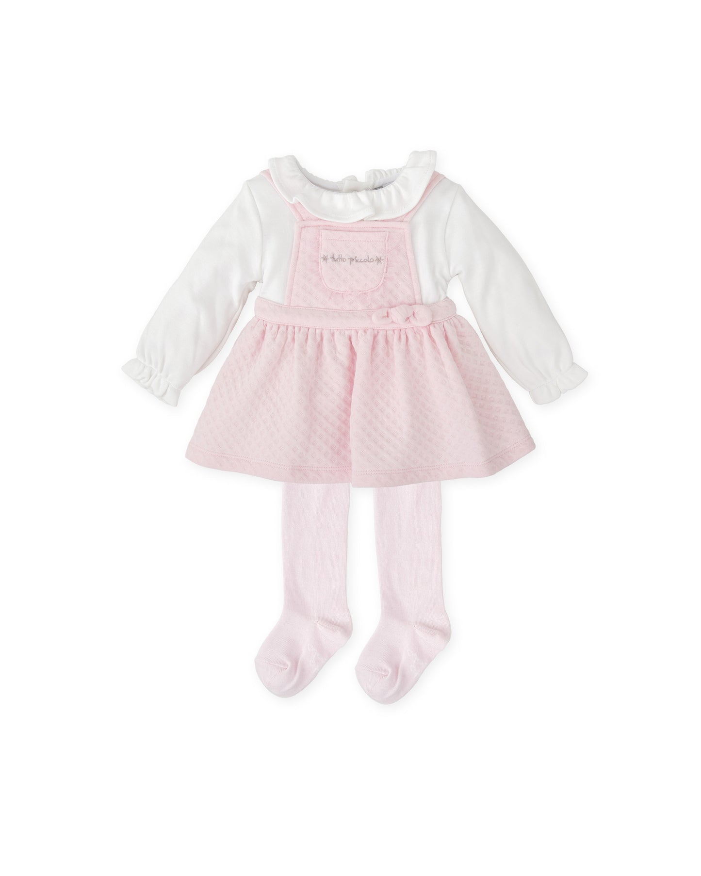 Tutto Piccolo Girls Pink Dungaree Set & Tights 2292