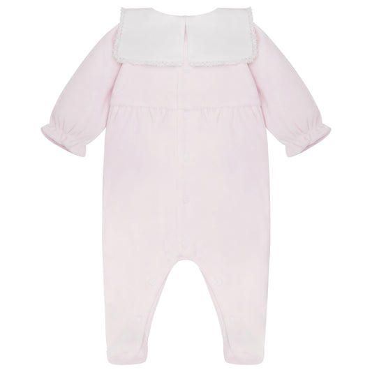 Emile Et Rose Baby Girls Pink Velour Babygrow Katie