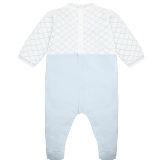 Emile Et Rose Baby Boys Blue Knitted Dungaree Babygrow Kit
