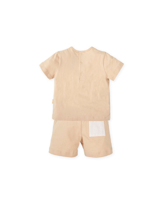 Tutto Piccolo Baby Boys Beige Ribbed Short Set 2714