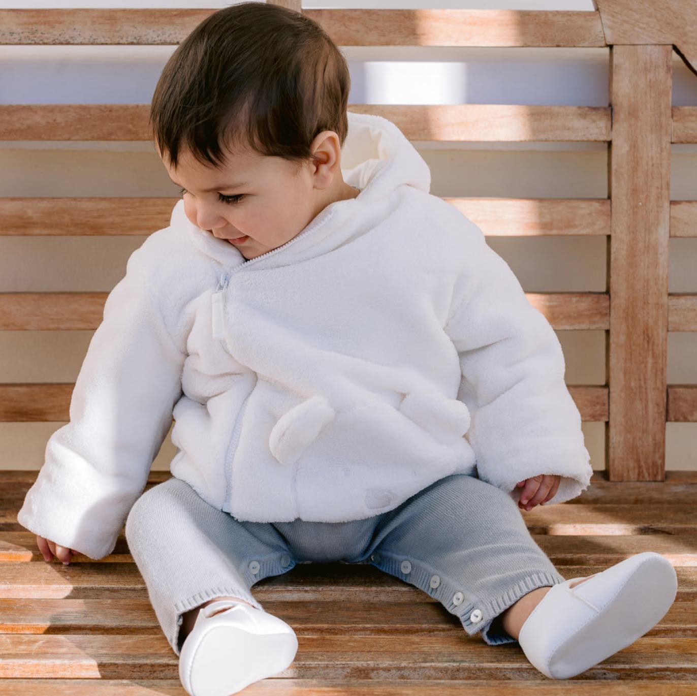 Emile Et Rose Baby Unisex Cream Fleece Bear Jacket Axel image 2