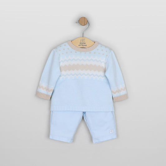 Emile Et Rose Boys Blue Knitted Trouser Piece Set Martin