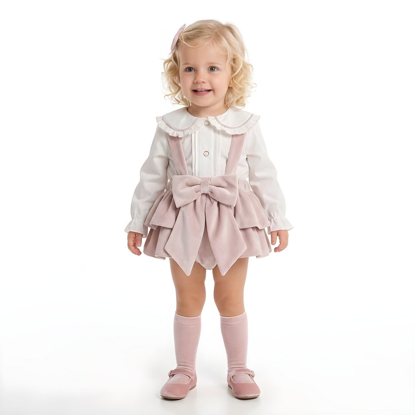 PRE ORDER Be Chic Girls Pink Velvet Bow Pant Set 813 807