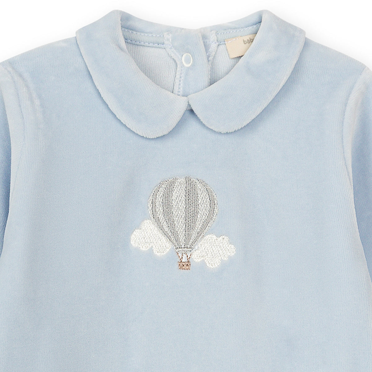 Baby Gi Blue Boys Air Balloon Velour Babygrow AB50