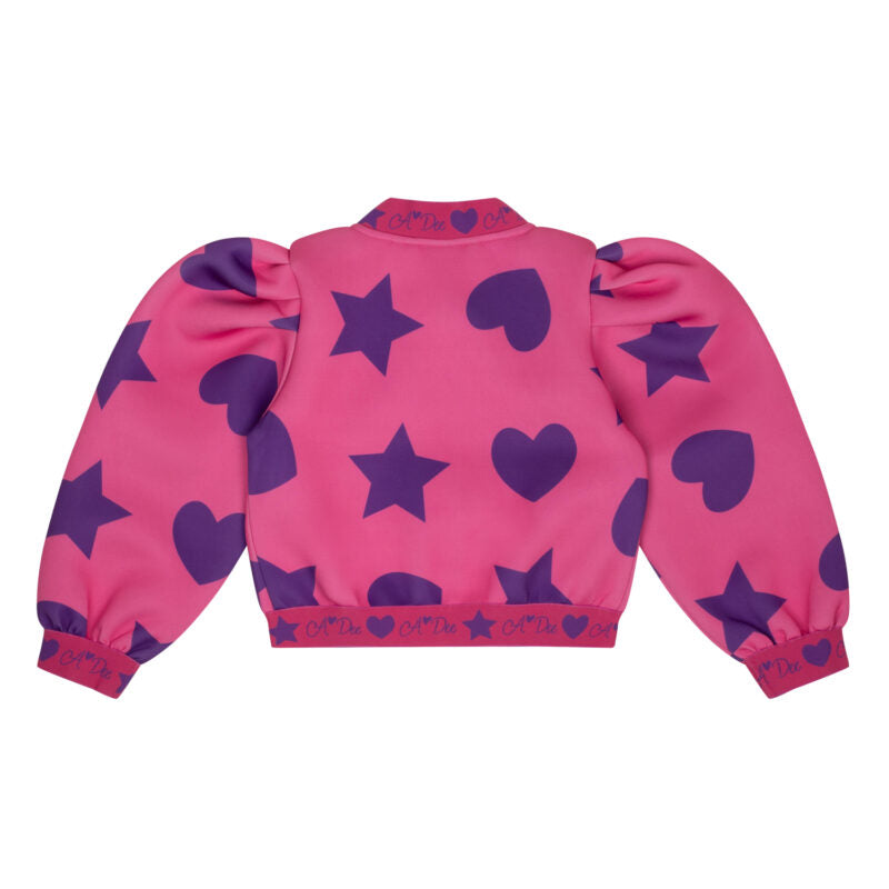 ADee Girls Pink Hearts & Stars Print Bomber Tia