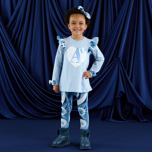 ADee Blue Swirl Print Legging Set Nina