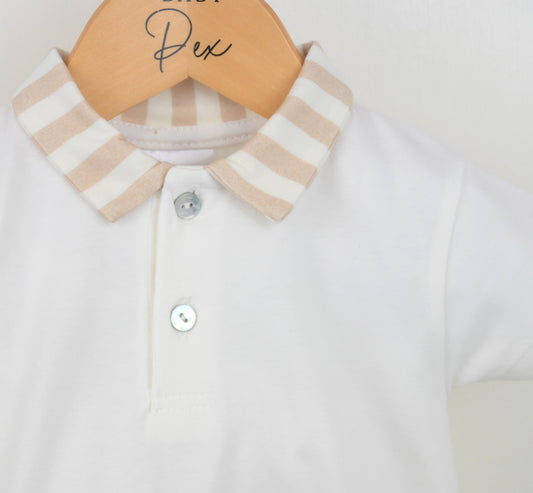 PRE ORDER PEX Baby Boy Beige Stripe Romper Sergio