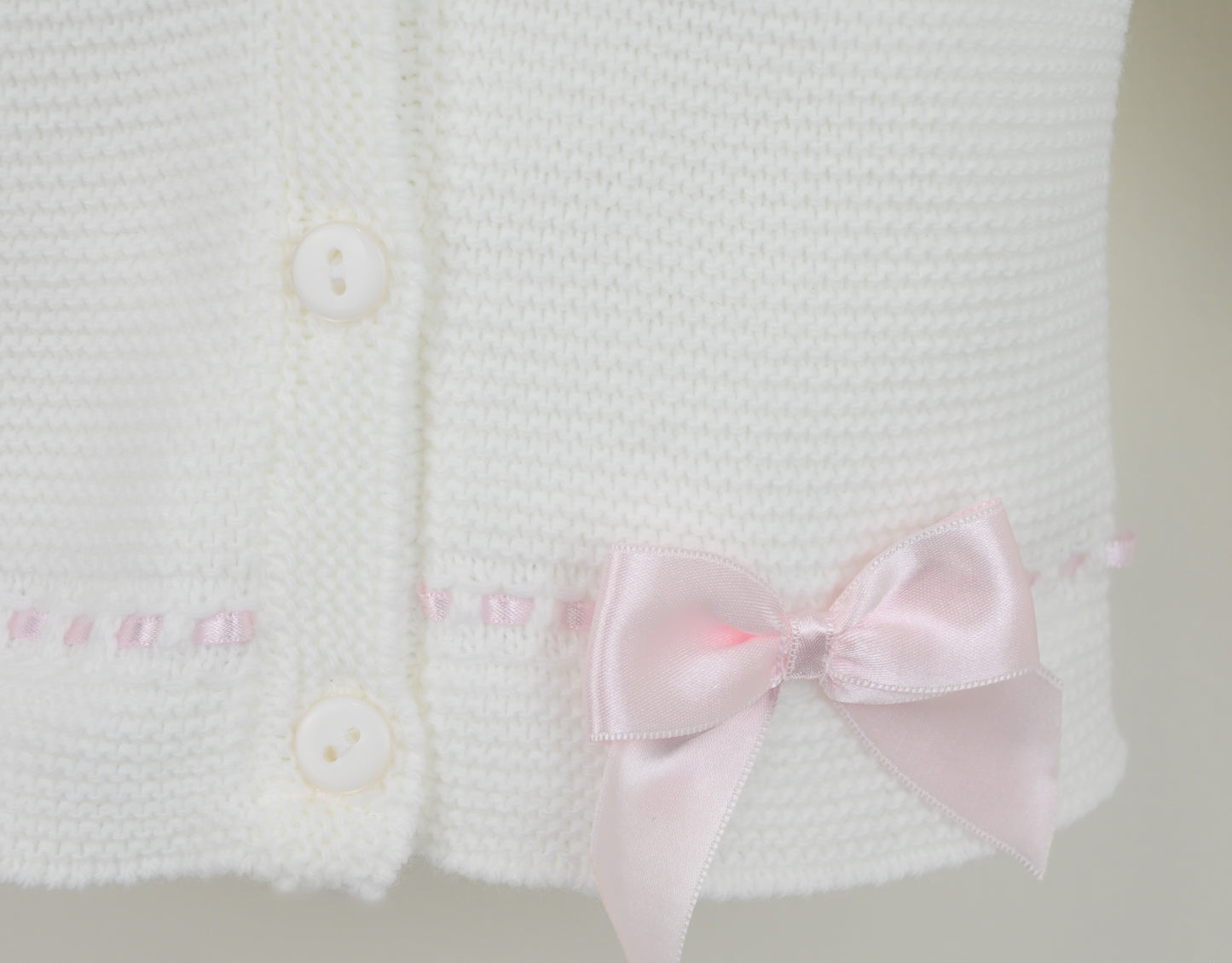 PEX Baby Girl White Knitted Bow Cardigan Sophia