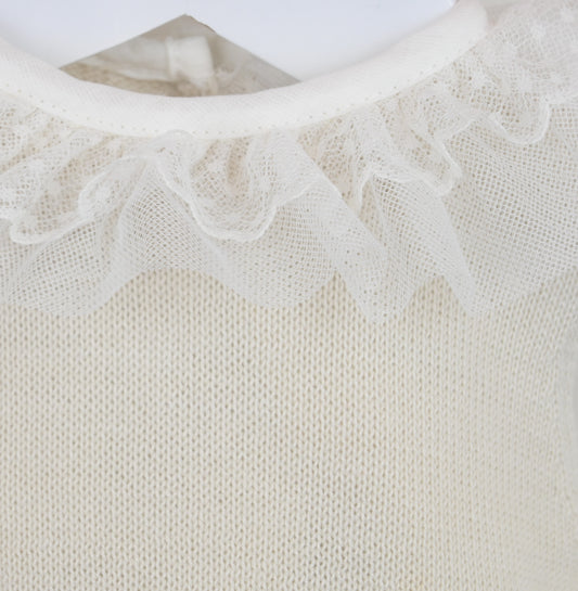 PRE ORDER PEX Baby Girl Beige Knit Lace Dress Tammy