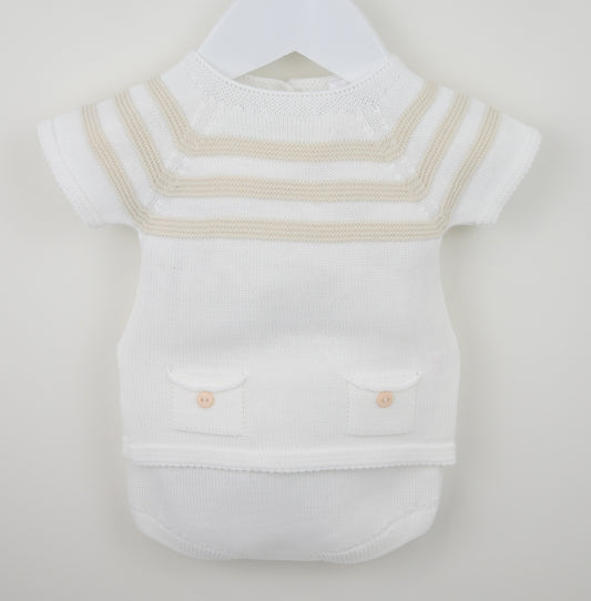 PRE ORDER PEX Baby Boy Cream Stripe Knit Pant Set Julius