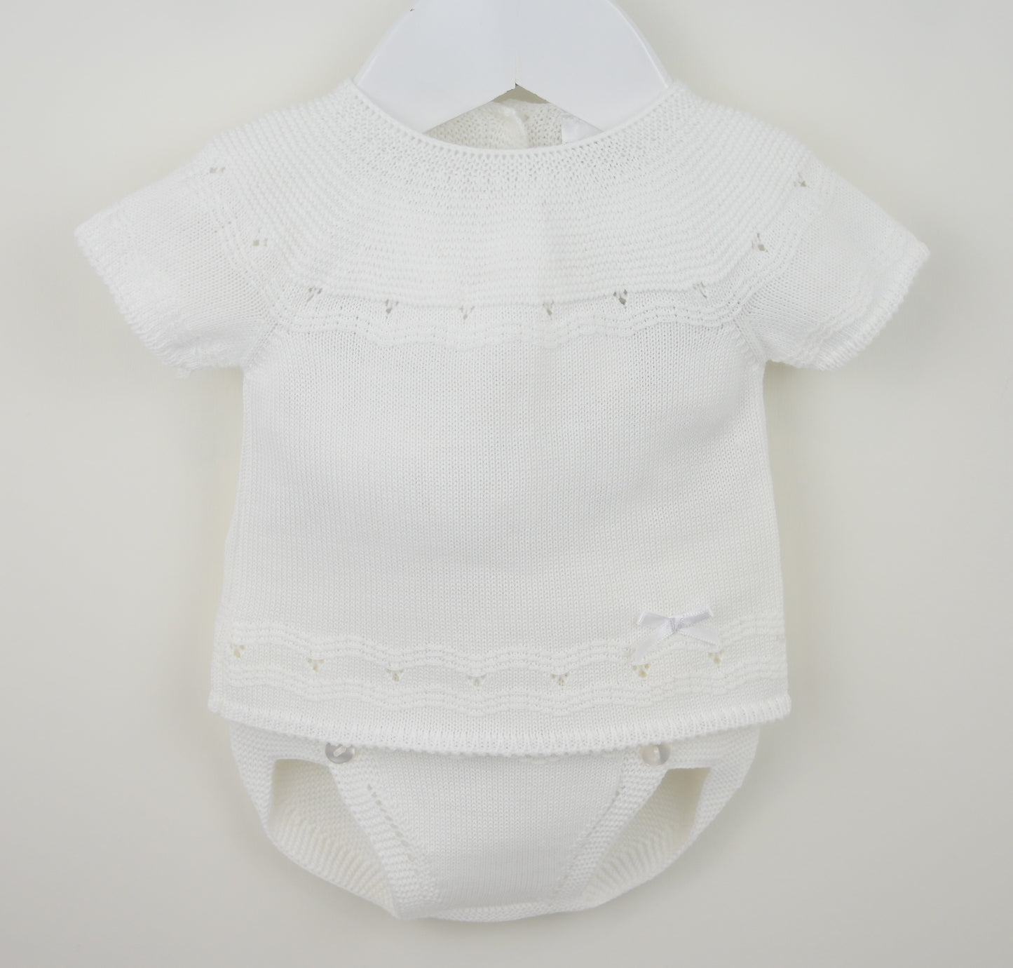 PEX Baby Girls White Knitted Pant Set Carey