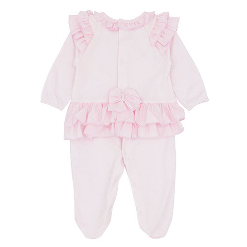 Blues Baby Girls Pale Pink Frilly Babygrow BB1830