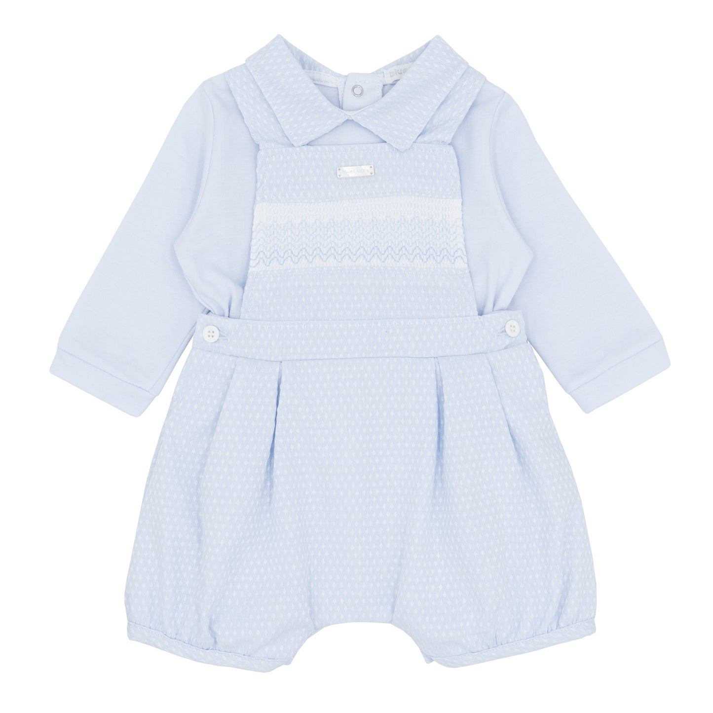 Blues Baby Boys Blue Smock Short Dungaree Set BB2172