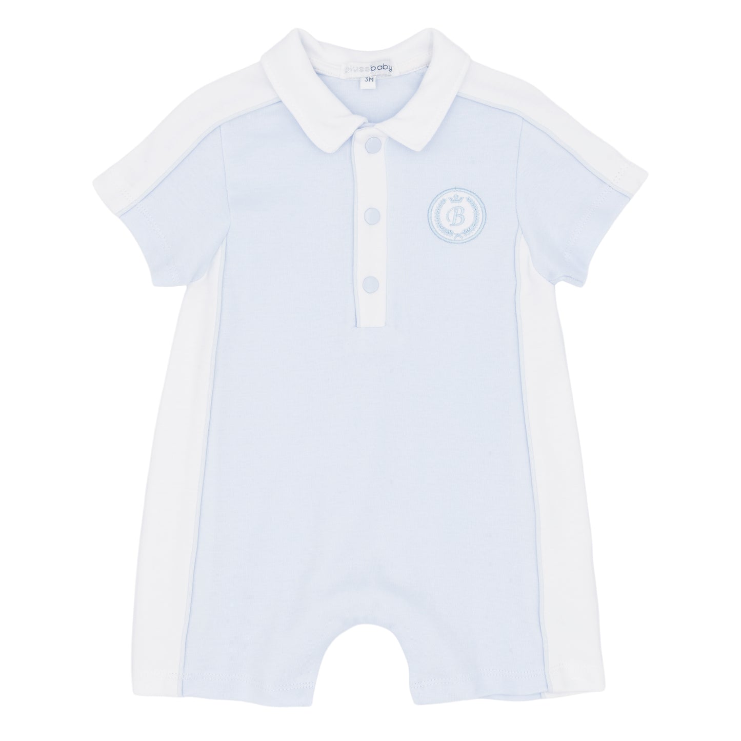 Blues Baby Boys Blue Contrast Polo Romper BB3027