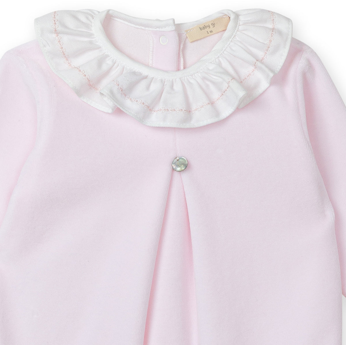 PRE ORDER Baby Gi Pink Velour Plain Babygrow BG500