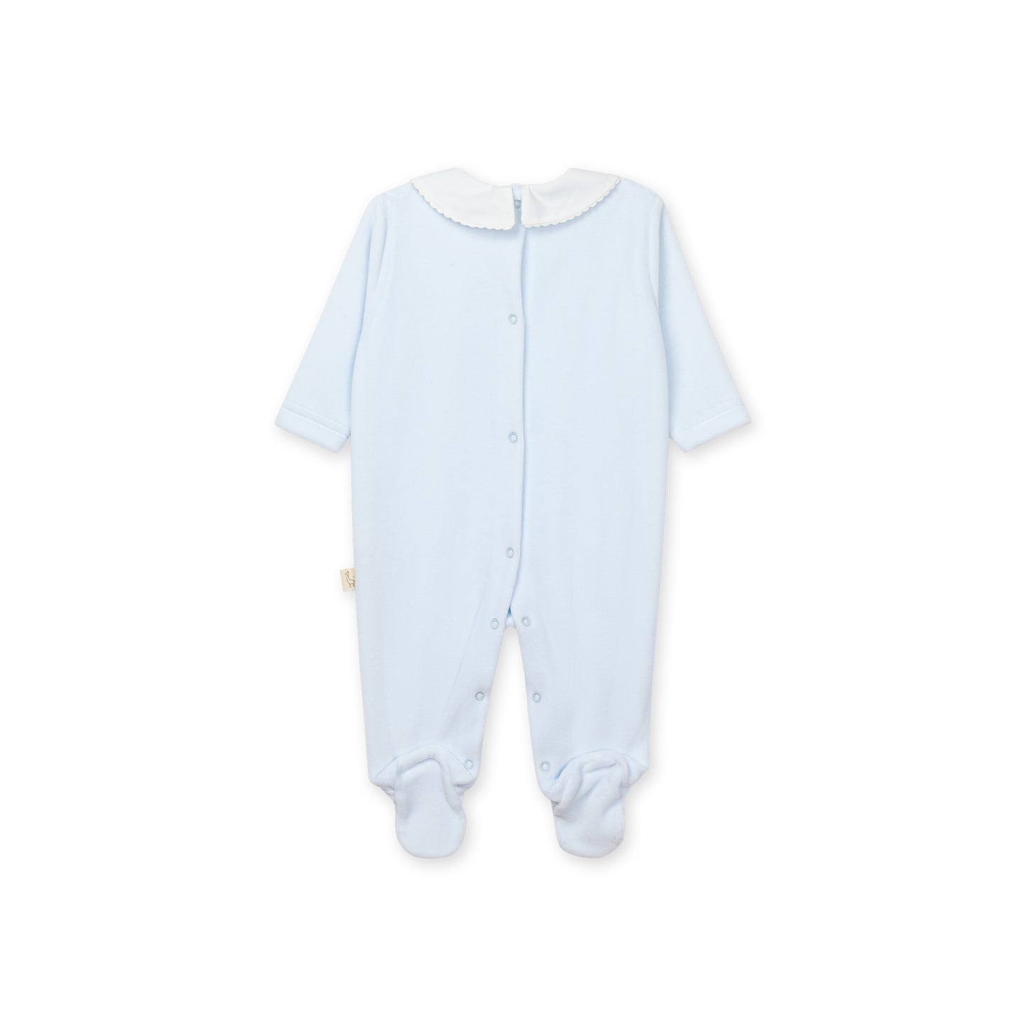 Baby Gi Blue Velour Bow Babygrow BG502