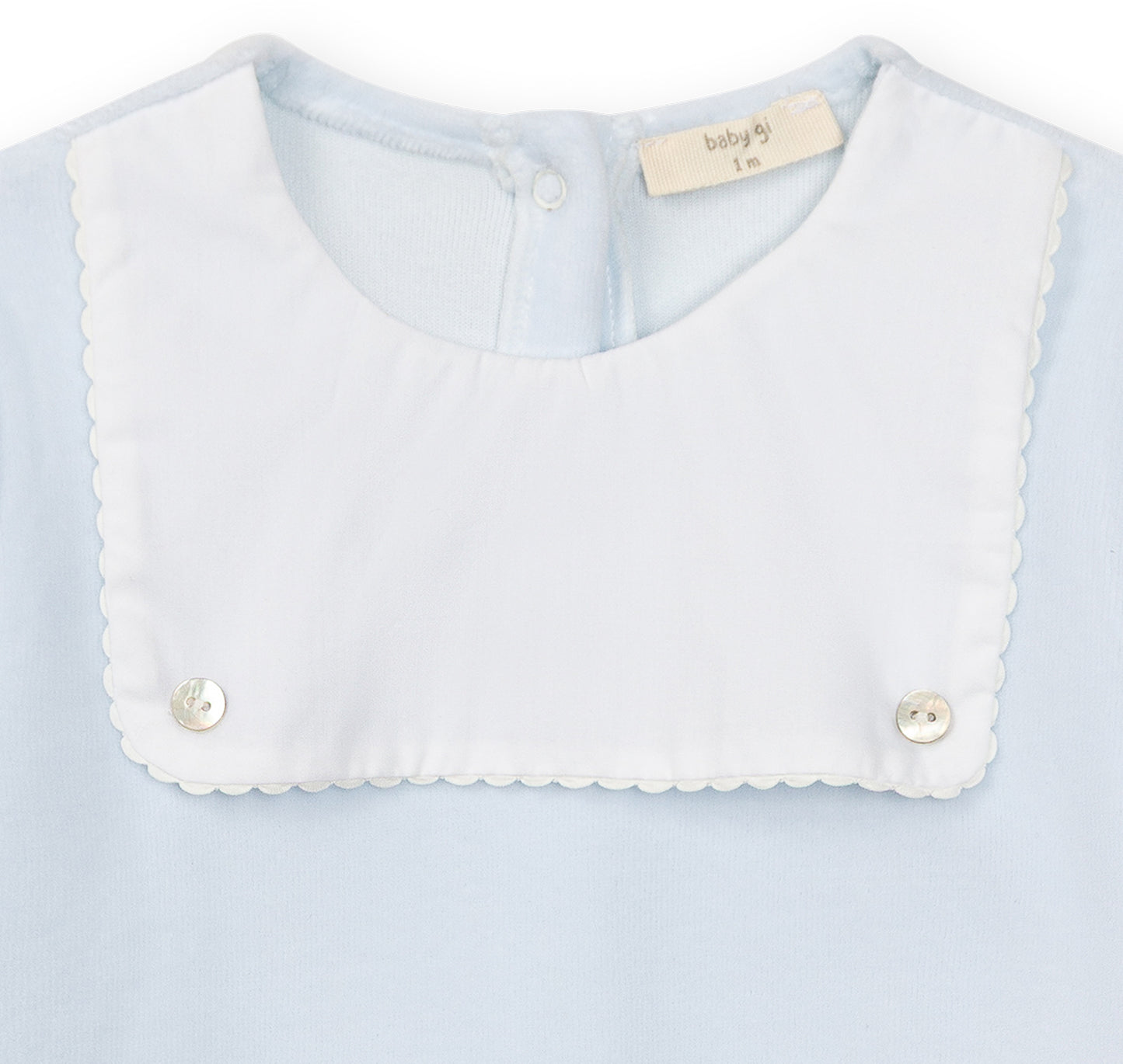 Baby Gi Blue Velour Scallop Babygrow BG510