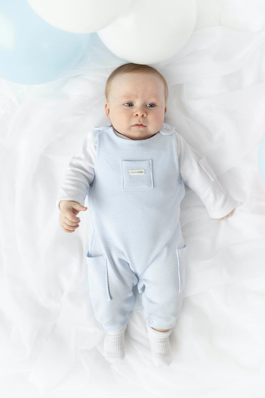 Blues Baby Boys Blue Waffle Knit Dungaree Set BB2213