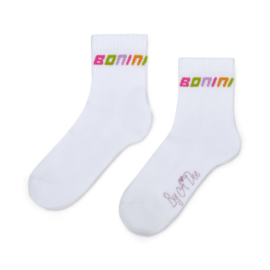 Bonini Girls White Sport Crew Sock Twirl