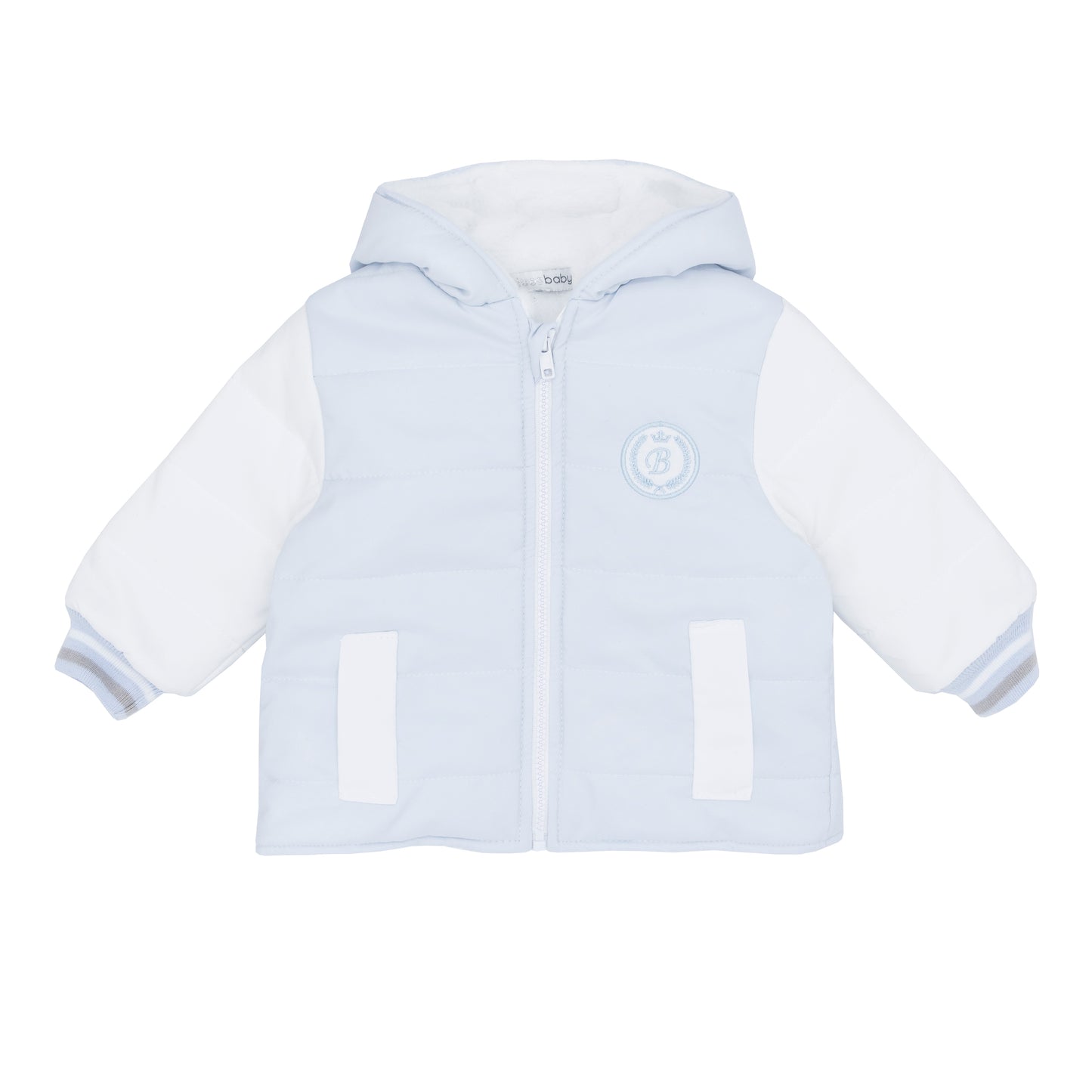 blue baby boy winter hooded quilted jacket