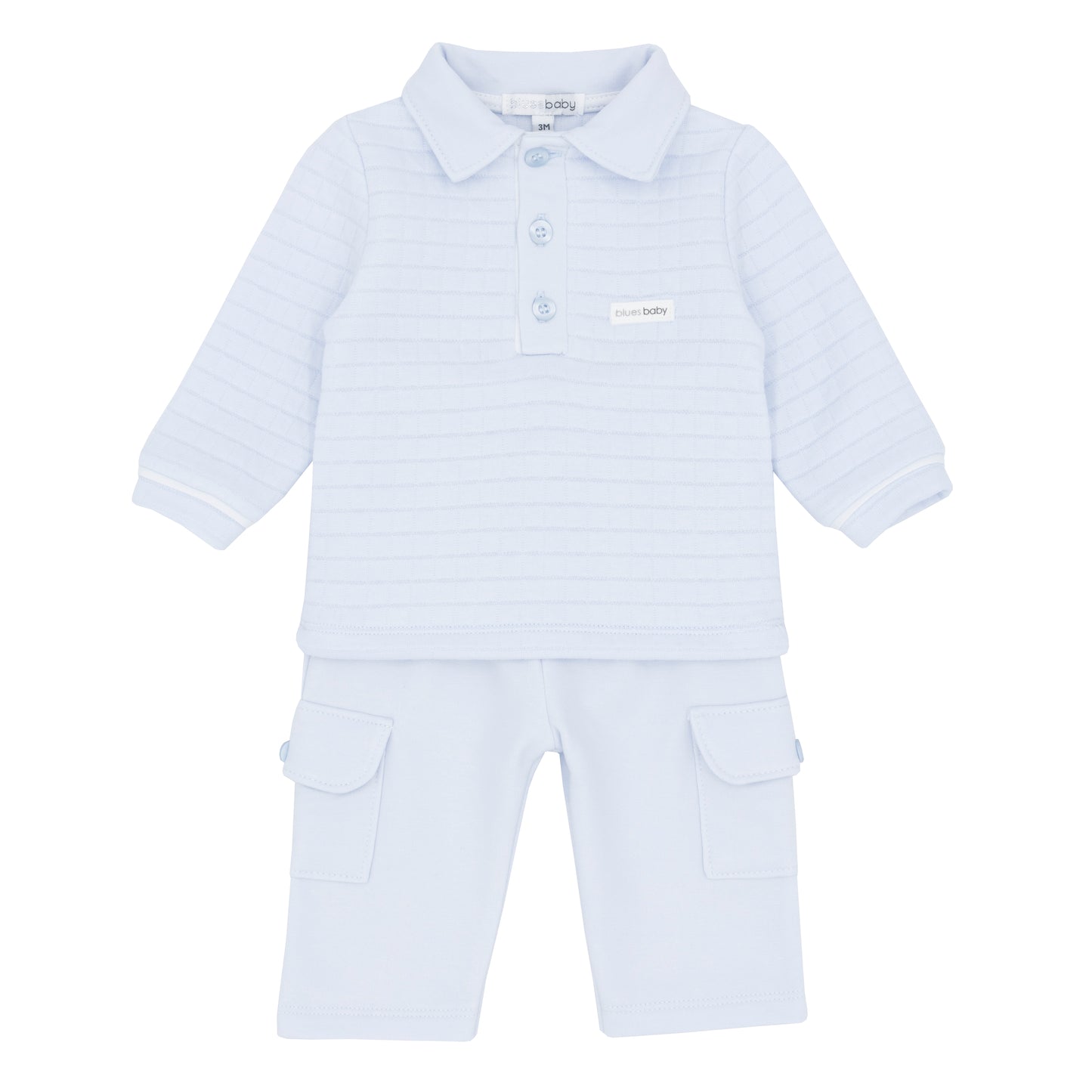 Baby boy outfit with long-sleeve polo shirt and pants baby shop glasgow