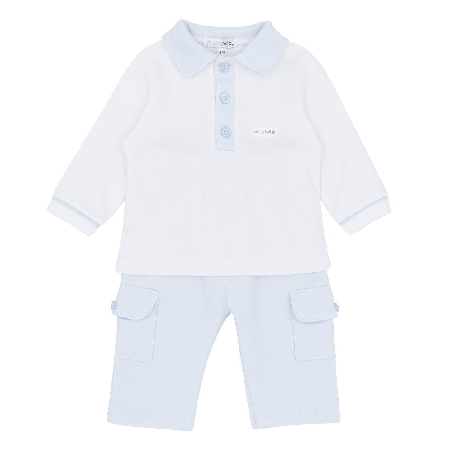 Light blue baby outfit with shirt and pants. children boutique glasgow