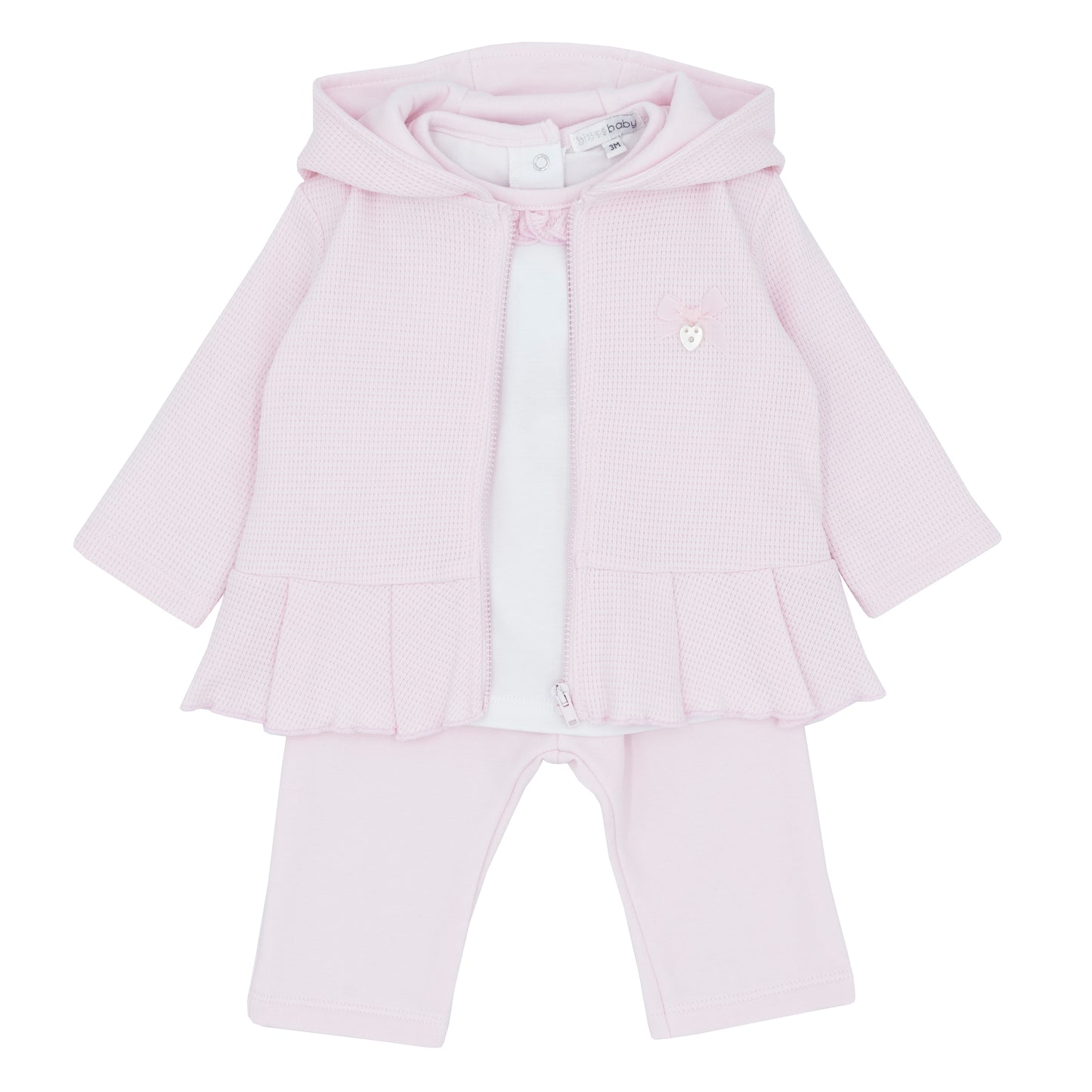 Light pink baby girl outfit with a jacket and pants jogger and t-shirt