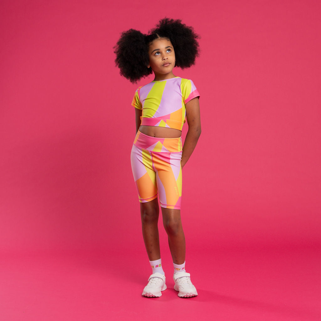Bonini Girls Hot Pink Printed Sports Crop Top Dream