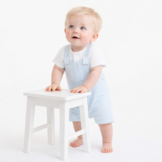 Pastels & Co Boys Blue Dungaree Romper Horatio