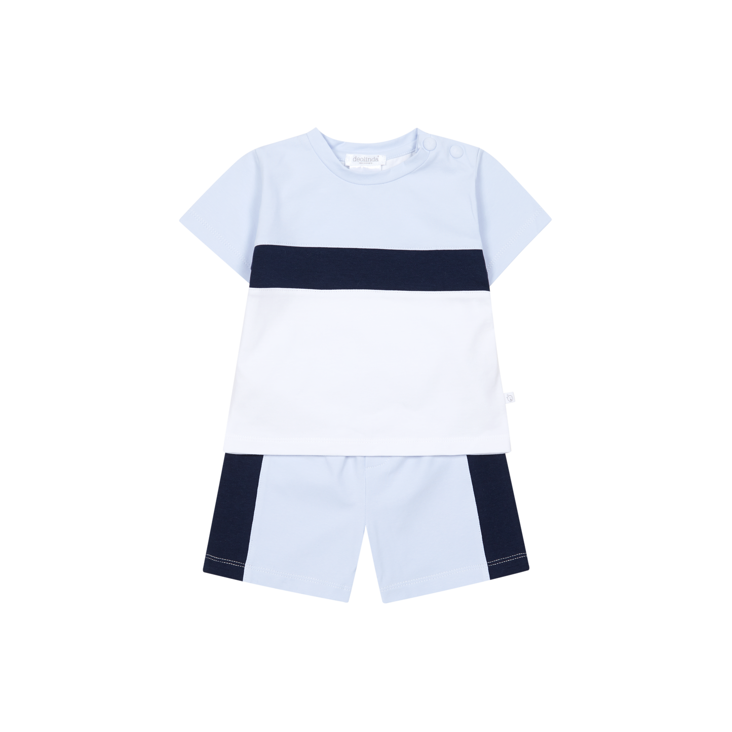 Deolinda Boys Navy & Sky Blue Contrast Short Set 6731