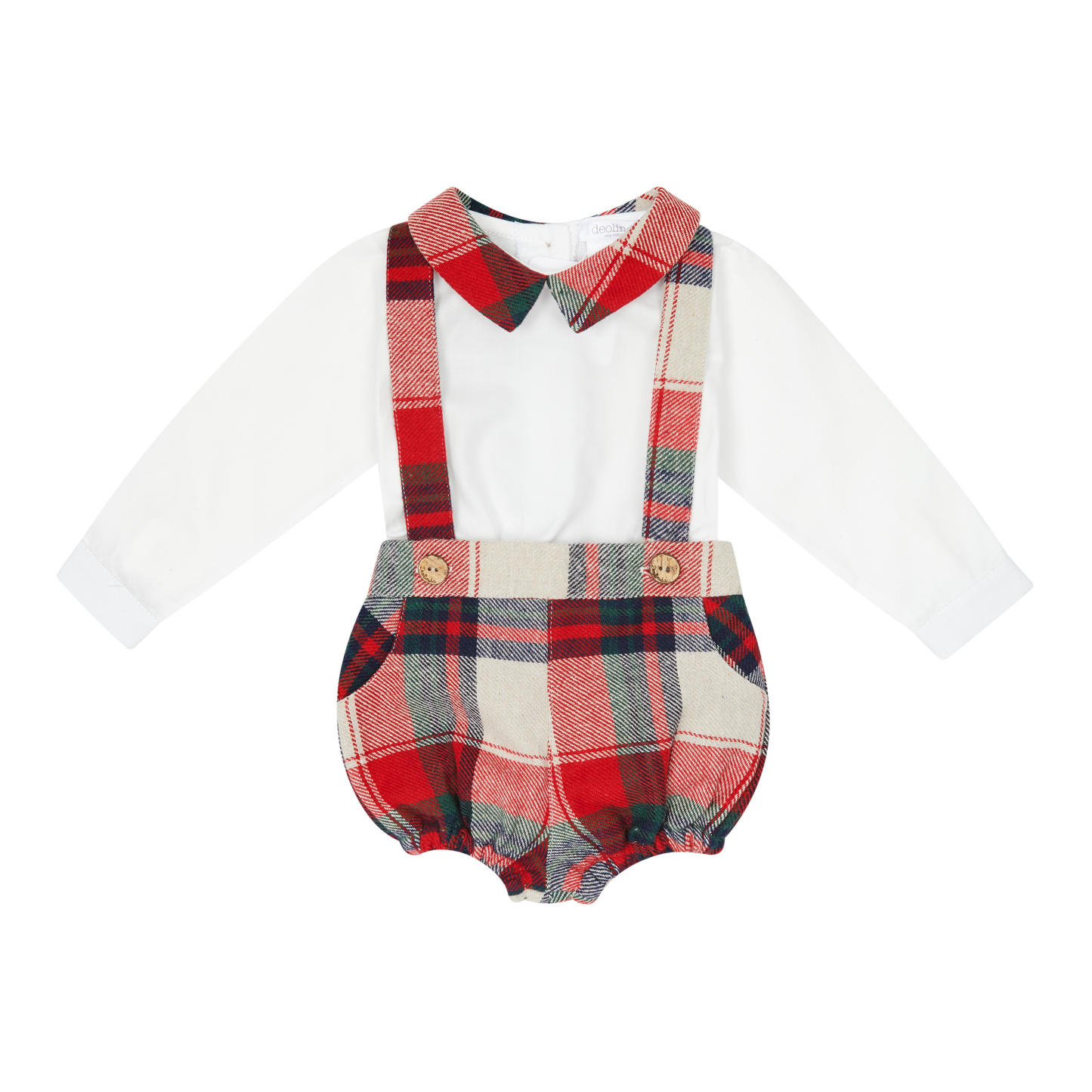 Deolinda Baby Boy Red Tartan Short Dungaree Set 25729