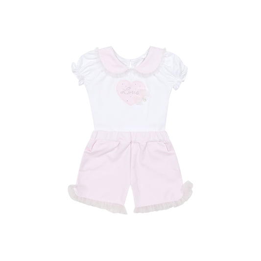 Deolinda Girls Pink Love Tulle Short Set 6713