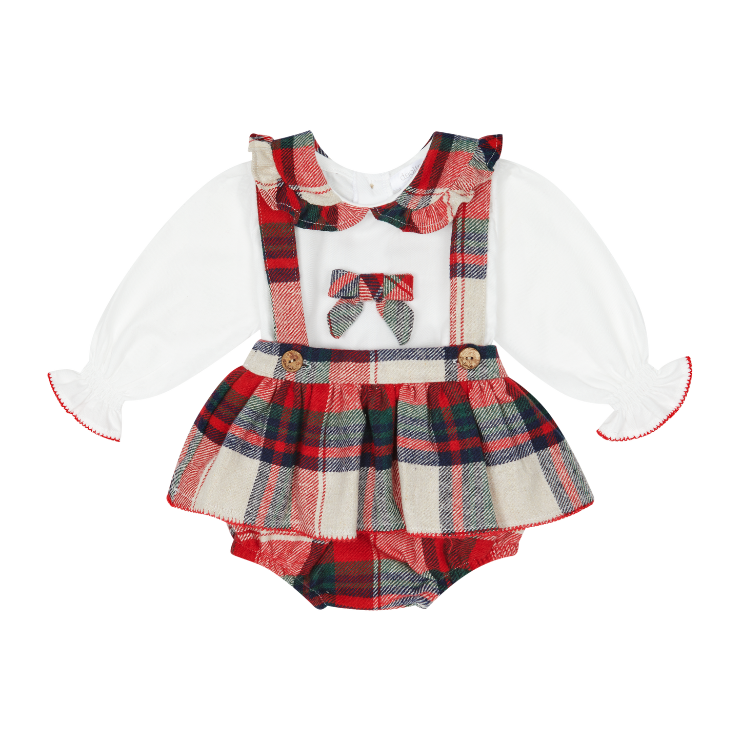 Deolinda Baby Girl Red Tartan Frill Bloomer Set 25728