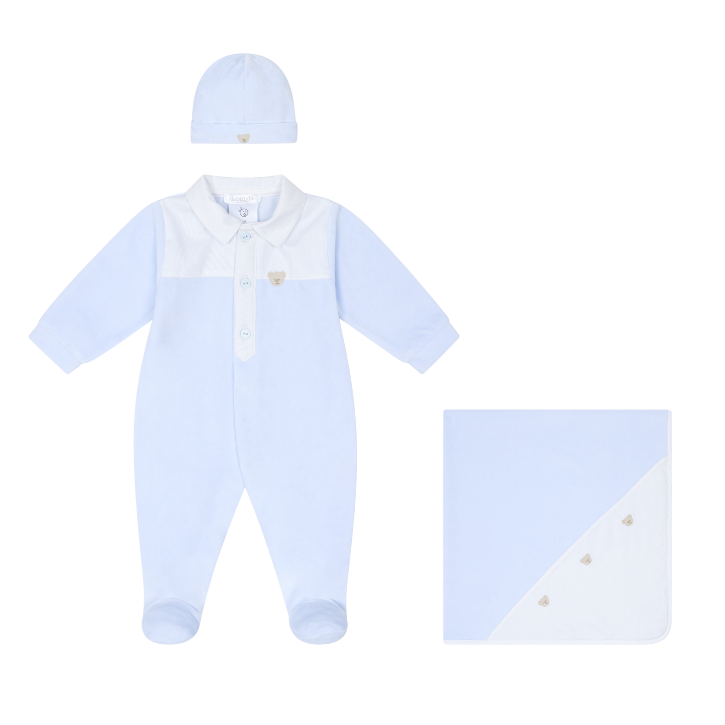 Deolinda Baby Boy Blue Three Piece Gift Set 25TH02