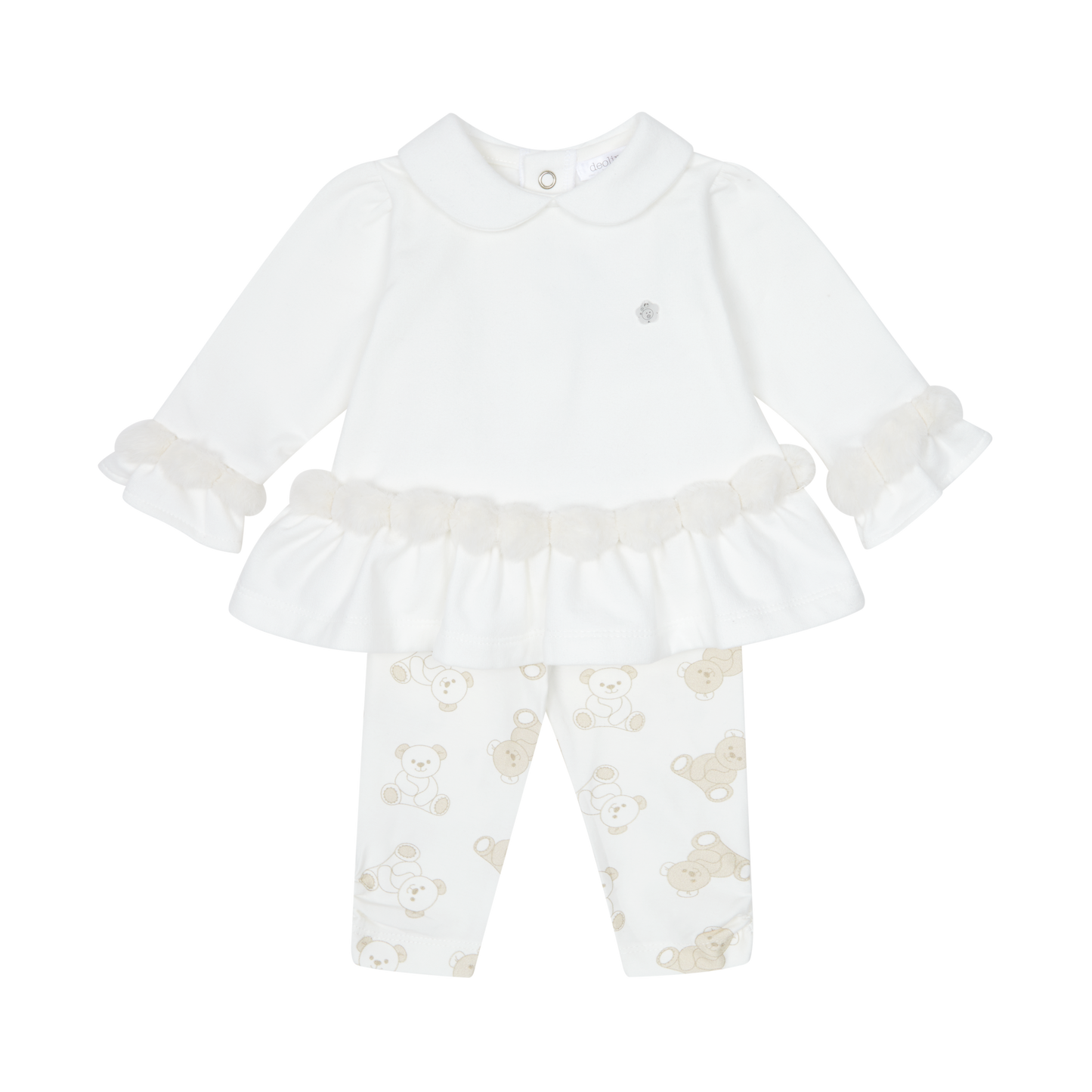 Deolinda Baby Girl White Fur Legging Set 25717