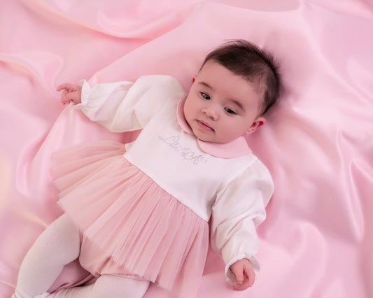 Little A Baby Girl Pink Tulle Long Sleeved Romper Kimberly