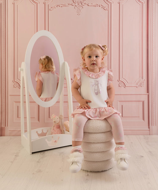 Little A White Bow Print Legging Set Oriana