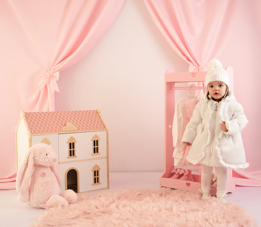 Little A Girls White Heart Hooded Jacket Kaia