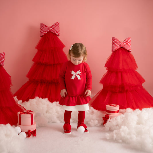 Little A Red Bow Frill Dress Katrina
