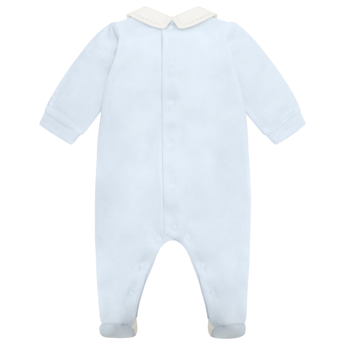 Emile Et Rose Baby Boys Blue Pleated Velour Babygrow Kasper