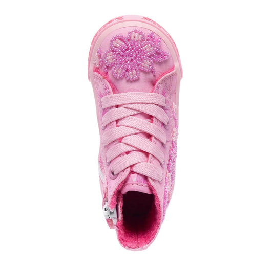 Lelli Kelly Toddler Girls Pink Glitter Flower Hi Tops Brooke