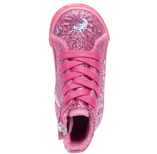 Lelli Kelly Toddler Girls Pink Glitter Heart Hi Tops Dafne