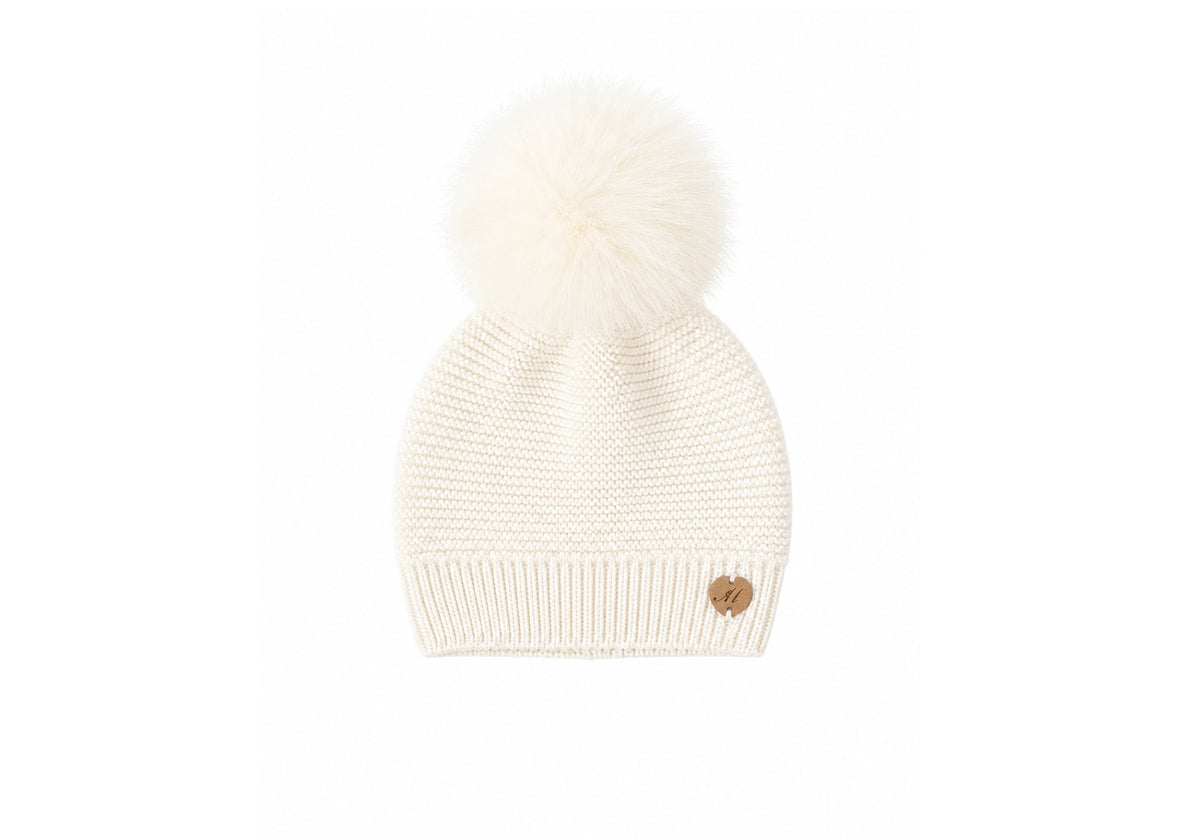 Martin Aranda Baby White Knit Pom Pom Hat 033